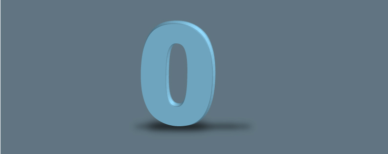 Banner of the number zero alone in empty space.