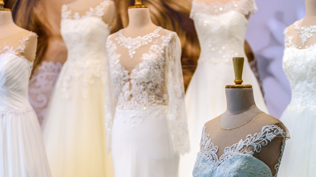 Banner of Wedding Dresses in a store display from Pexels